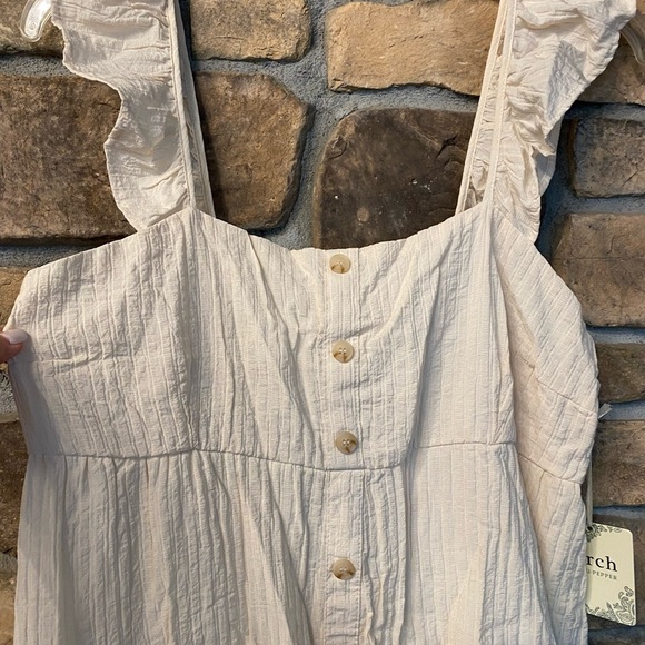 Anthropologie Women’s Blu Pepper Maxi Peasant Sleeveless Ruffles Cream NEW 1XL - Picture 2 of 16